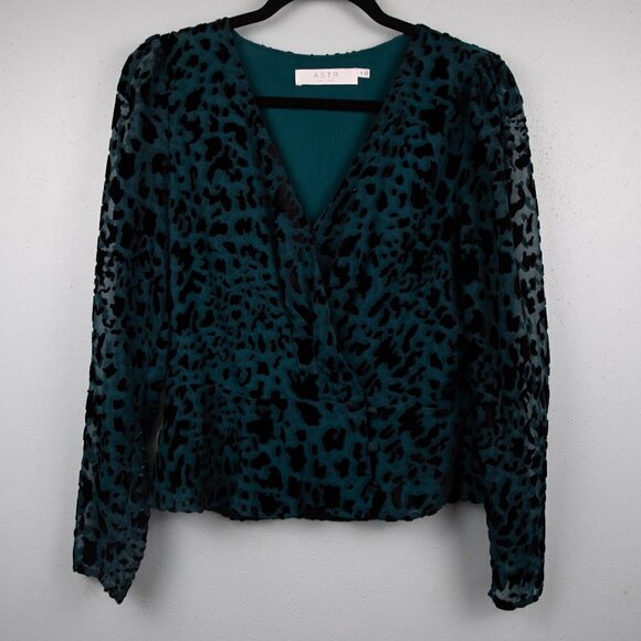ASTR the Label burnout leapord print wrap top-M - Picture 1 of 5